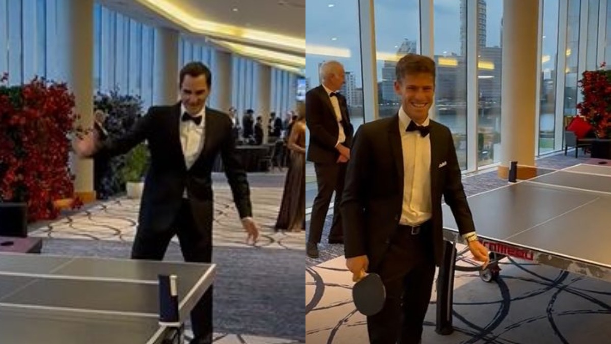 Roger Federer 'aniquiló' a Diego Schwartzman en tenis de mesa