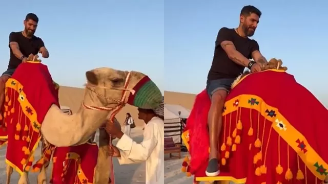 ¿Qué pasa, &#39;Loco&#39;?: Sebastián Abreu con problemas para bajarse de un camello en Qatar