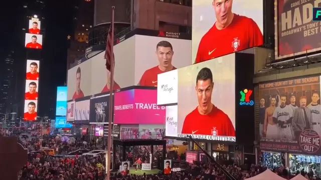 El ‘Siiuuu’ de Cristiano Ronaldo en Times Square